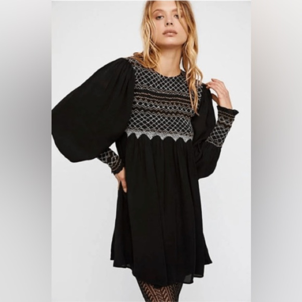 Free People Late Night Picnic Embroidered Dress Medium